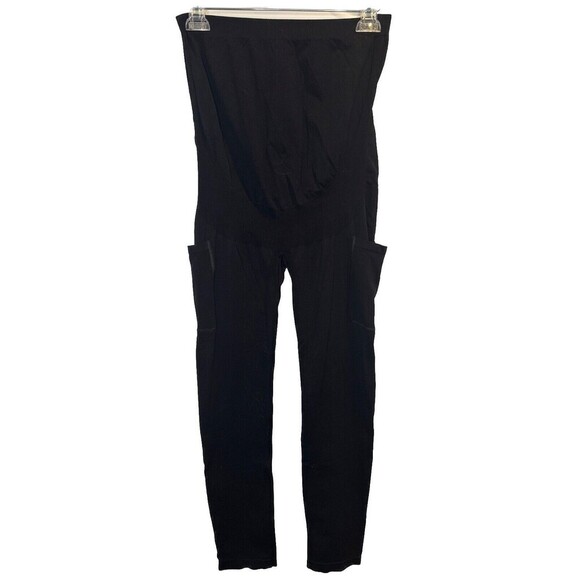 Preggo Leggings High Rise BLACK Snapback Postpartum Leggings Pockets Sz XL/XXL - Picture 1 of 6